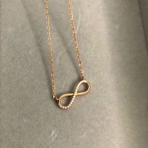 Sterling silver infinity half pavé necklace